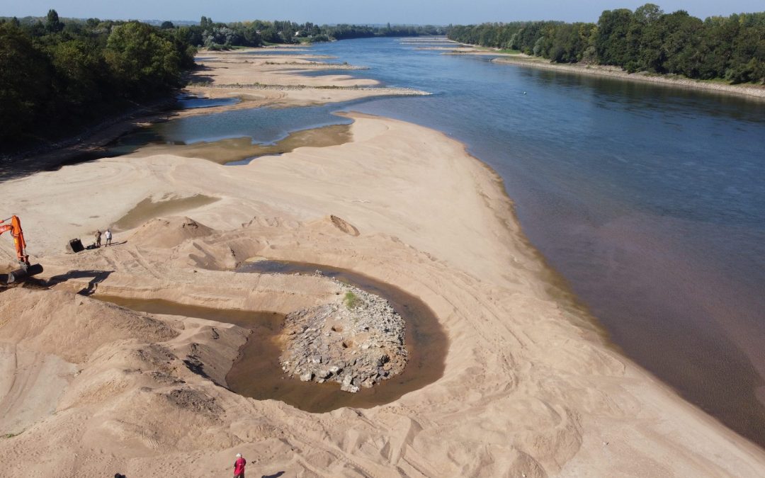 Début des travaux de fouilles archéologiques dans le lit de la Loire